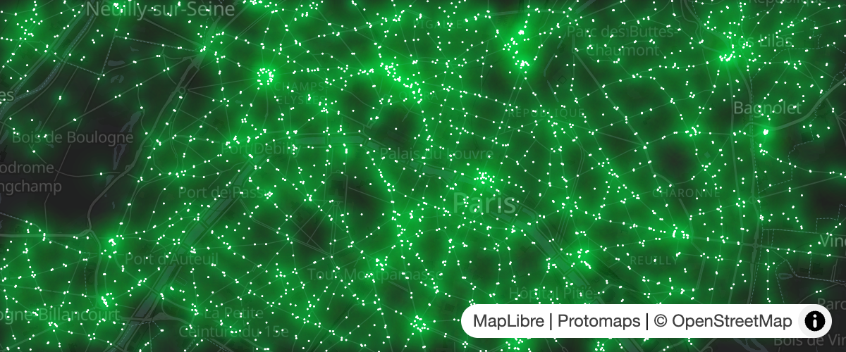 Stack blurred circles to create a glowing effect for point data.