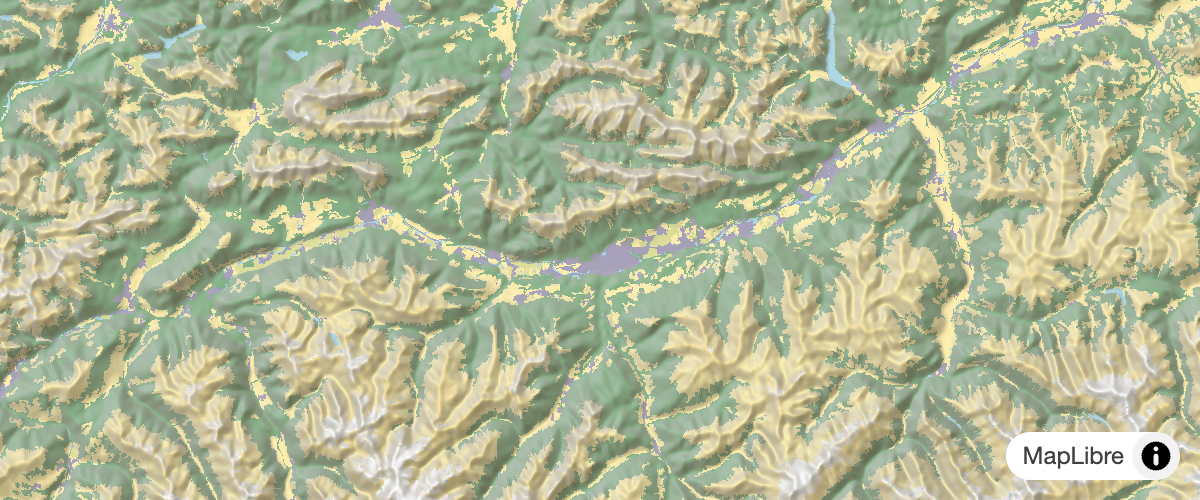 A basic natural background consisting of only hillshade and landcover.