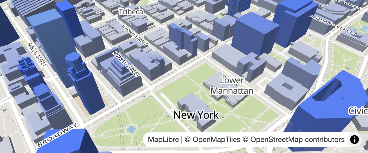 Use extrusions to display buildings' height in 3D.